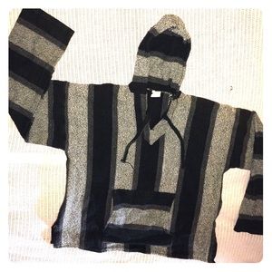 Authentic Mexican Poncho woven Hoodie Sweatshirt